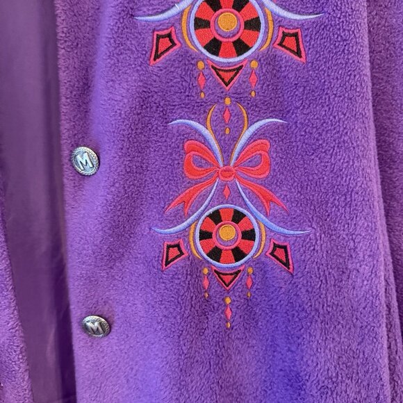 Bob Mackie Jacket Womens Large Artsy Boho Fleece Jacket Embroidered Vintage - Picture 3 of 8